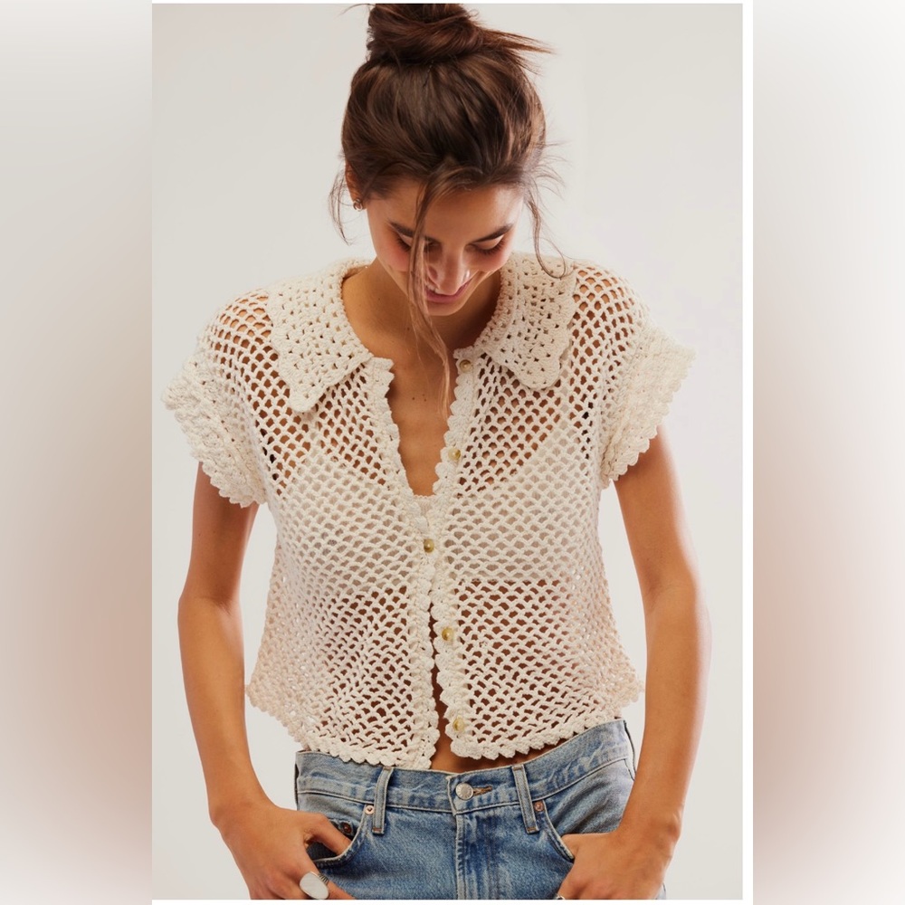 Free people lily crochet top NWT